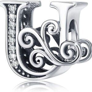 Letter U 925 Sterling Silver Initial Letter A-Z Charms